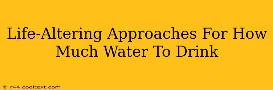 Life-Altering Approaches For How Much Water To Drink