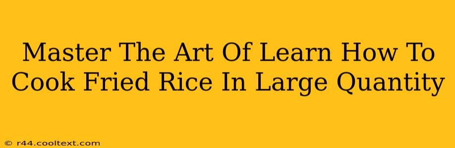 Master The Art Of Learn How To Cook Fried Rice In Large Quantity