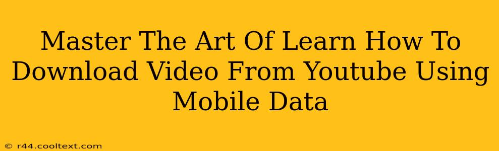 Master The Art Of Learn How To Download Video From Youtube Using Mobile Data