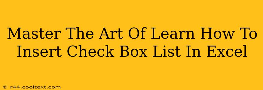 Master The Art Of Learn How To Insert Check Box List In Excel