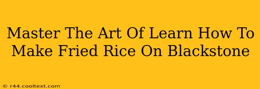 Master The Art Of Learn How To Make Fried Rice On Blackstone