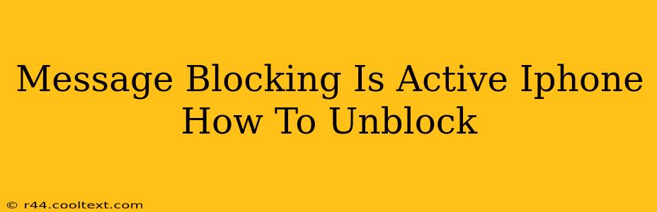 Message Blocking Is Active Iphone How To Unblock