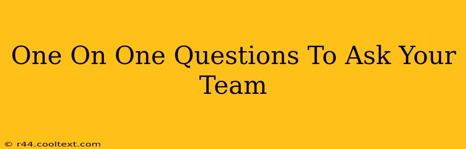 One On One Questions To Ask Your Team