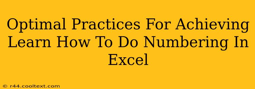 Optimal Practices For Achieving Learn How To Do Numbering In Excel