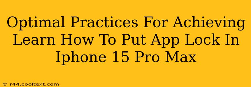 Optimal Practices For Achieving Learn How To Put App Lock In Iphone 15 Pro Max