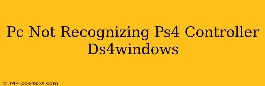 Pc Not Recognizing Ps4 Controller Ds4windows