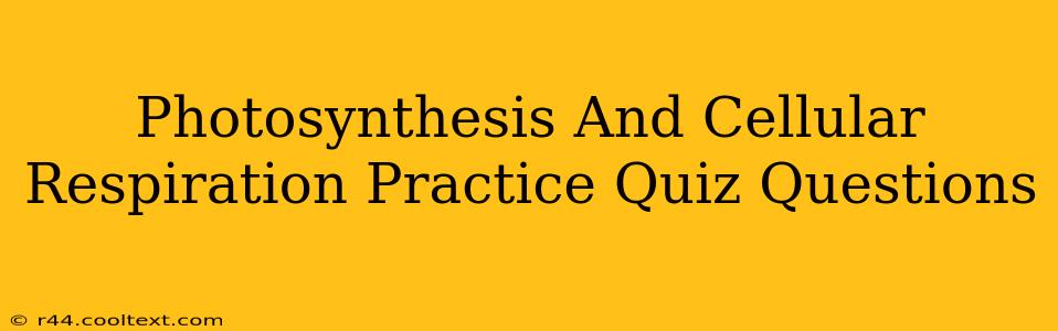 Photosynthesis And Cellular Respiration Practice Quiz Questions