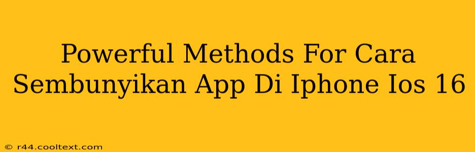 Powerful Methods For Cara Sembunyikan App Di Iphone Ios 16