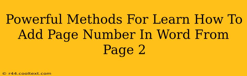 Powerful Methods For Learn How To Add Page Number In Word From Page 2