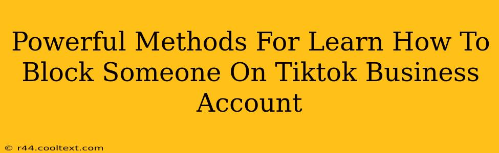 Powerful Methods For Learn How To Block Someone On Tiktok Business Account