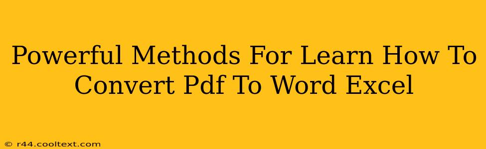 Powerful Methods For Learn How To Convert Pdf To Word Excel