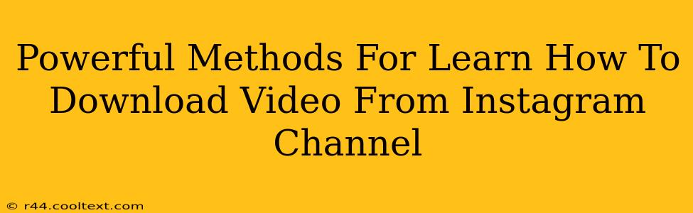 Powerful Methods For Learn How To Download Video From Instagram Channel