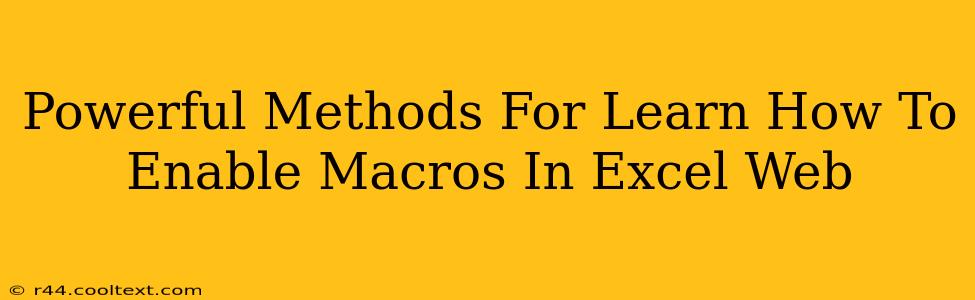 Powerful Methods For Learn How To Enable Macros In Excel Web