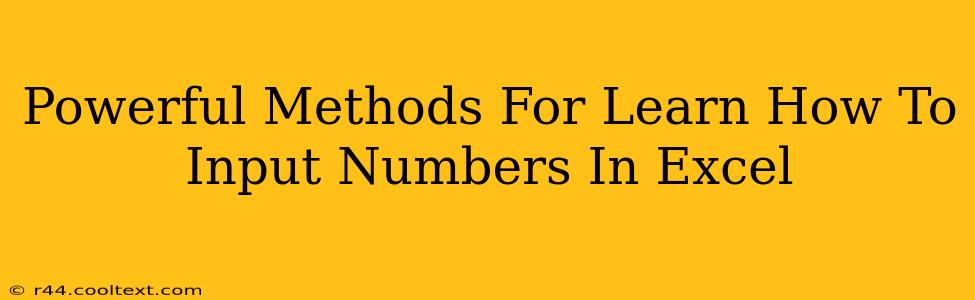 Powerful Methods For Learn How To Input Numbers In Excel