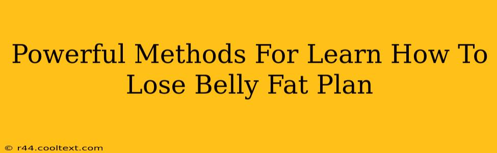 Powerful Methods For Learn How To Lose Belly Fat Plan