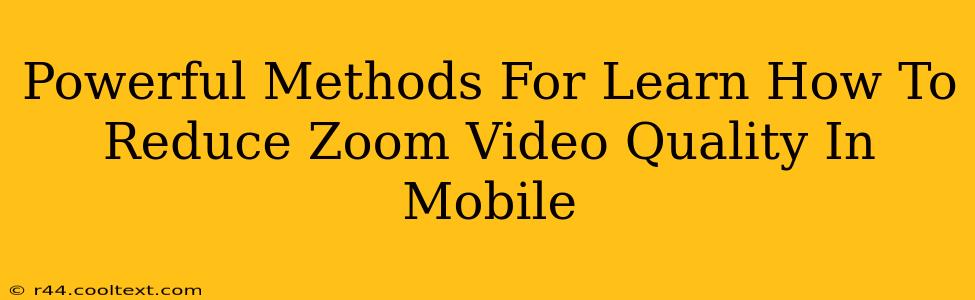 Powerful Methods For Learn How To Reduce Zoom Video Quality In Mobile