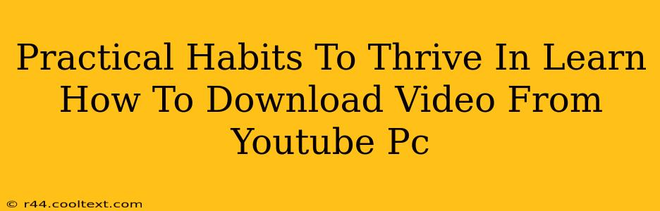 Practical Habits To Thrive In Learn How To Download Video From Youtube Pc