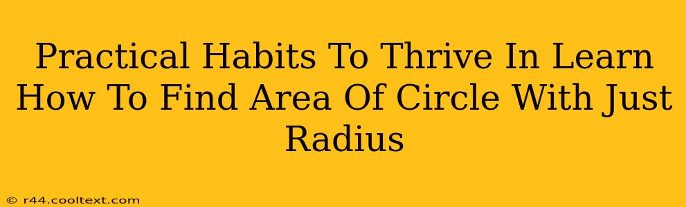 Practical Habits To Thrive In Learn How To Find Area Of Circle With Just Radius