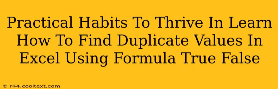 Practical Habits To Thrive In Learn How To Find Duplicate Values In Excel Using Formula True False