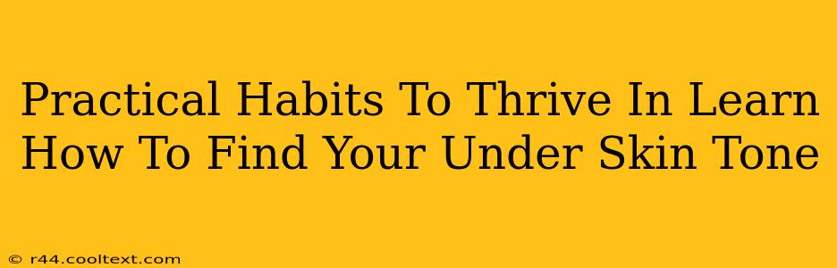 Practical Habits To Thrive In Learn How To Find Your Under Skin Tone