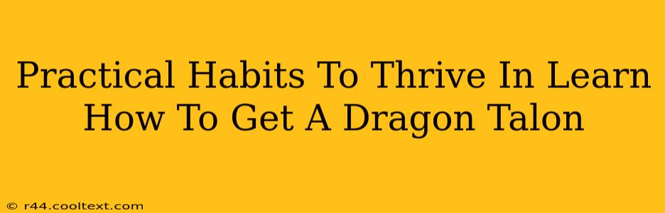 Practical Habits To Thrive In Learn How To Get A Dragon Talon