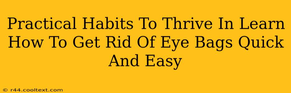 Practical Habits To Thrive In Learn How To Get Rid Of Eye Bags Quick And Easy