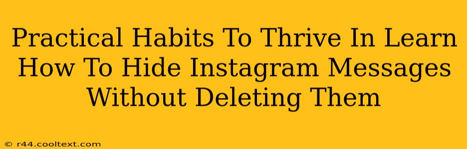 Practical Habits To Thrive In Learn How To Hide Instagram Messages Without Deleting Them