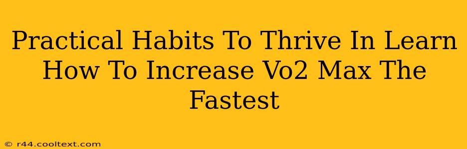 Practical Habits To Thrive In Learn How To Increase Vo2 Max The Fastest