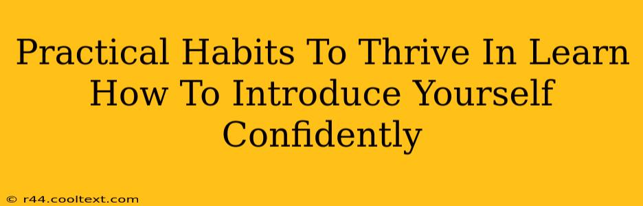 Practical Habits To Thrive In Learn How To Introduce Yourself Confidently