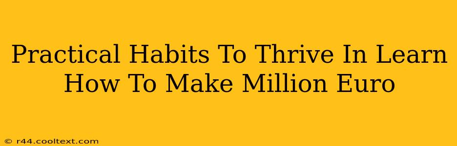 Practical Habits To Thrive In Learn How To Make Million Euro