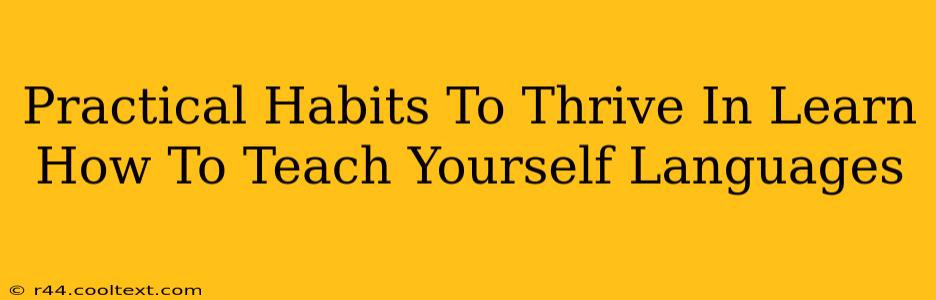 Practical Habits To Thrive In Learn How To Teach Yourself Languages