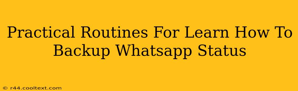 Practical Routines For Learn How To Backup Whatsapp Status