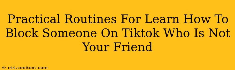 Practical Routines For Learn How To Block Someone On Tiktok Who Is Not Your Friend