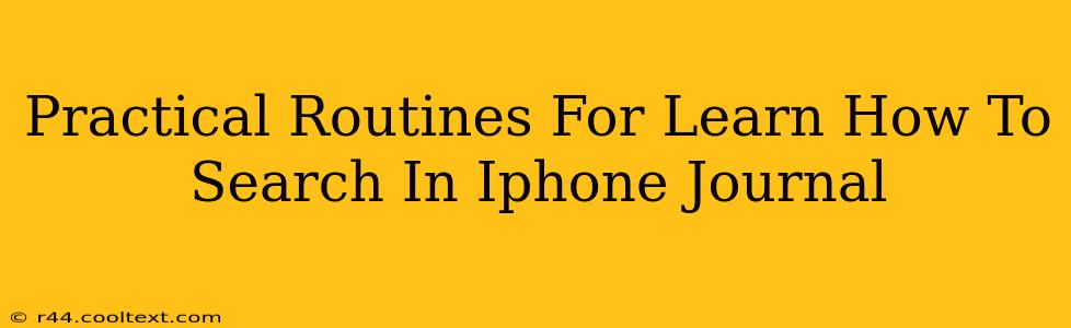 Practical Routines For Learn How To Search In Iphone Journal