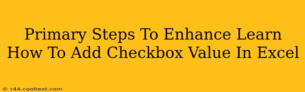 Primary Steps To Enhance Learn How To Add Checkbox Value In Excel