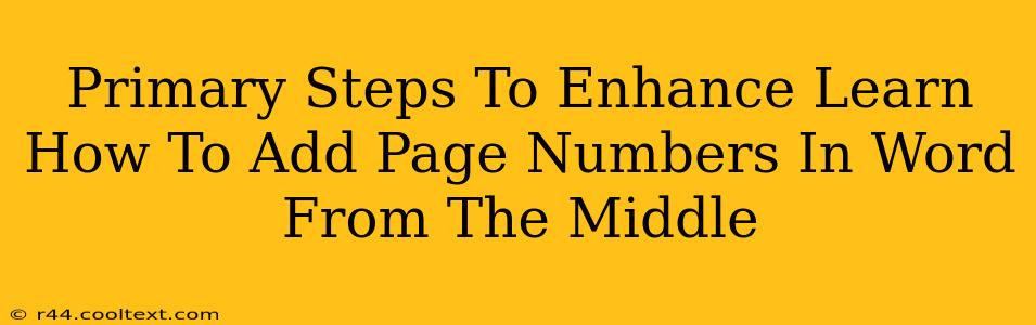 Primary Steps To Enhance Learn How To Add Page Numbers In Word From The Middle