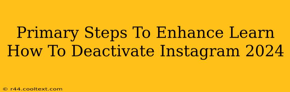 Primary Steps To Enhance Learn How To Deactivate Instagram 2024