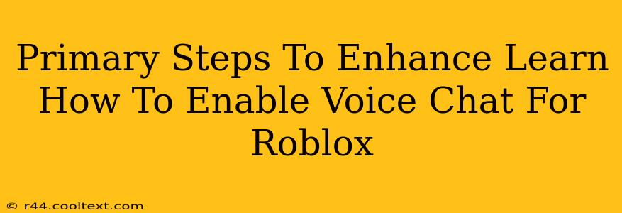 Primary Steps To Enhance Learn How To Enable Voice Chat For Roblox