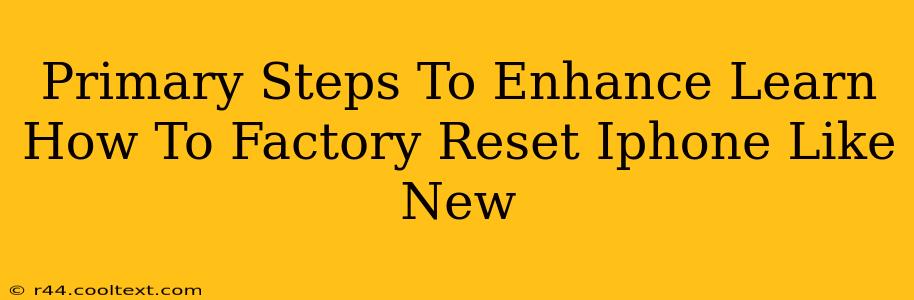 Primary Steps To Enhance Learn How To Factory Reset Iphone Like New