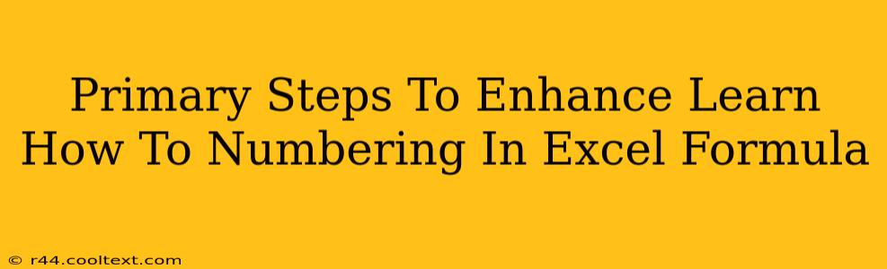 Primary Steps To Enhance Learn How To Numbering In Excel Formula