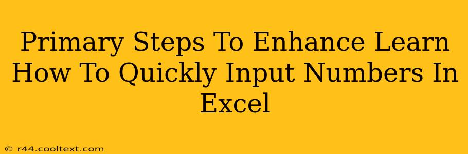 Primary Steps To Enhance Learn How To Quickly Input Numbers In Excel