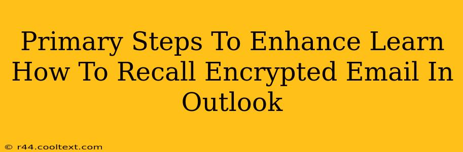 Primary Steps To Enhance Learn How To Recall Encrypted Email In Outlook