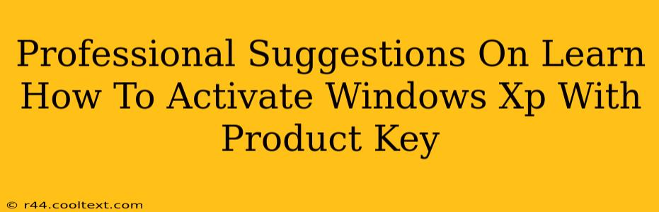 Professional Suggestions On Learn How To Activate Windows Xp With Product Key