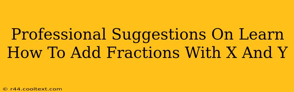 Professional Suggestions On Learn How To Add Fractions With X And Y