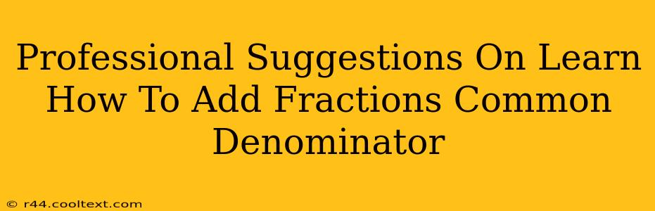 Professional Suggestions On Learn How To Add Fractions Common Denominator