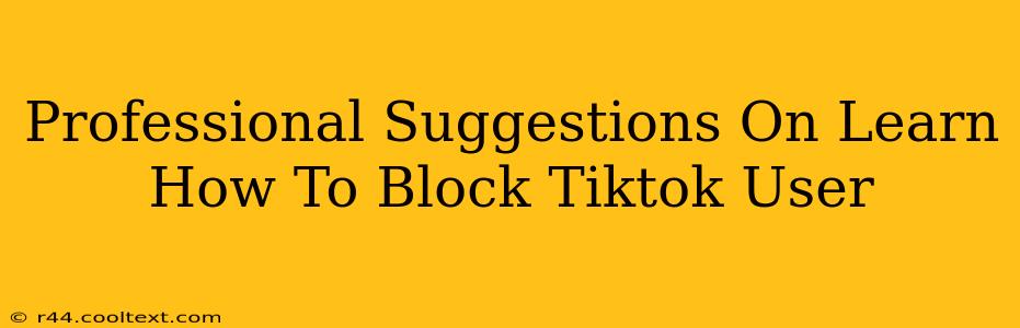 Professional Suggestions On Learn How To Block Tiktok User