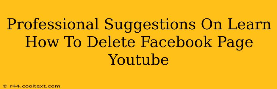 Professional Suggestions On Learn How To Delete Facebook Page Youtube