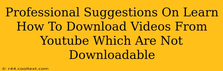 Professional Suggestions On Learn How To Download Videos From Youtube Which Are Not Downloadable