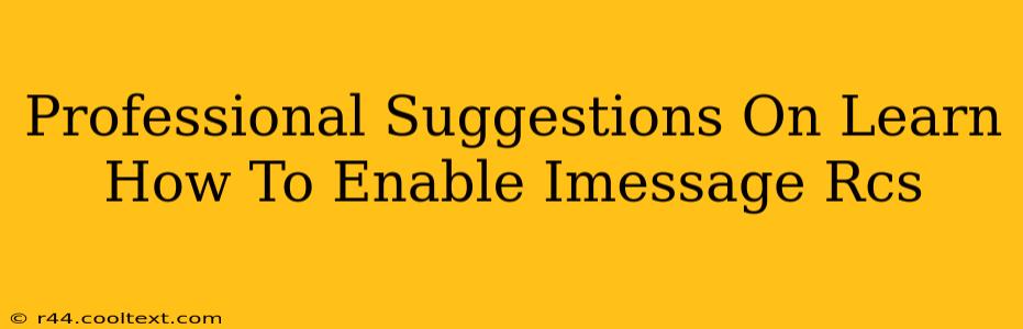 Professional Suggestions On Learn How To Enable Imessage Rcs