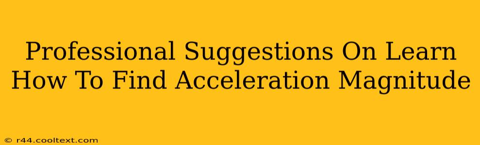 Professional Suggestions On Learn How To Find Acceleration Magnitude